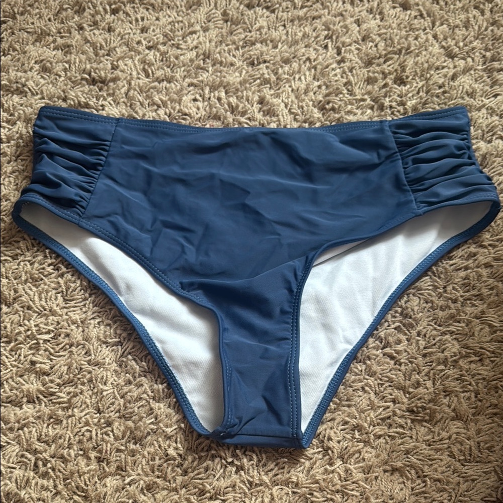 ROMWE Blue Bikini Swim Bottom with Ruching
